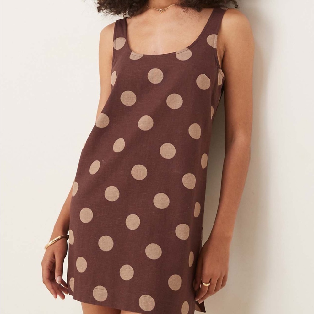 ASOS DESIGN Scoop Neck Cotton Mini Dress in Spot Print